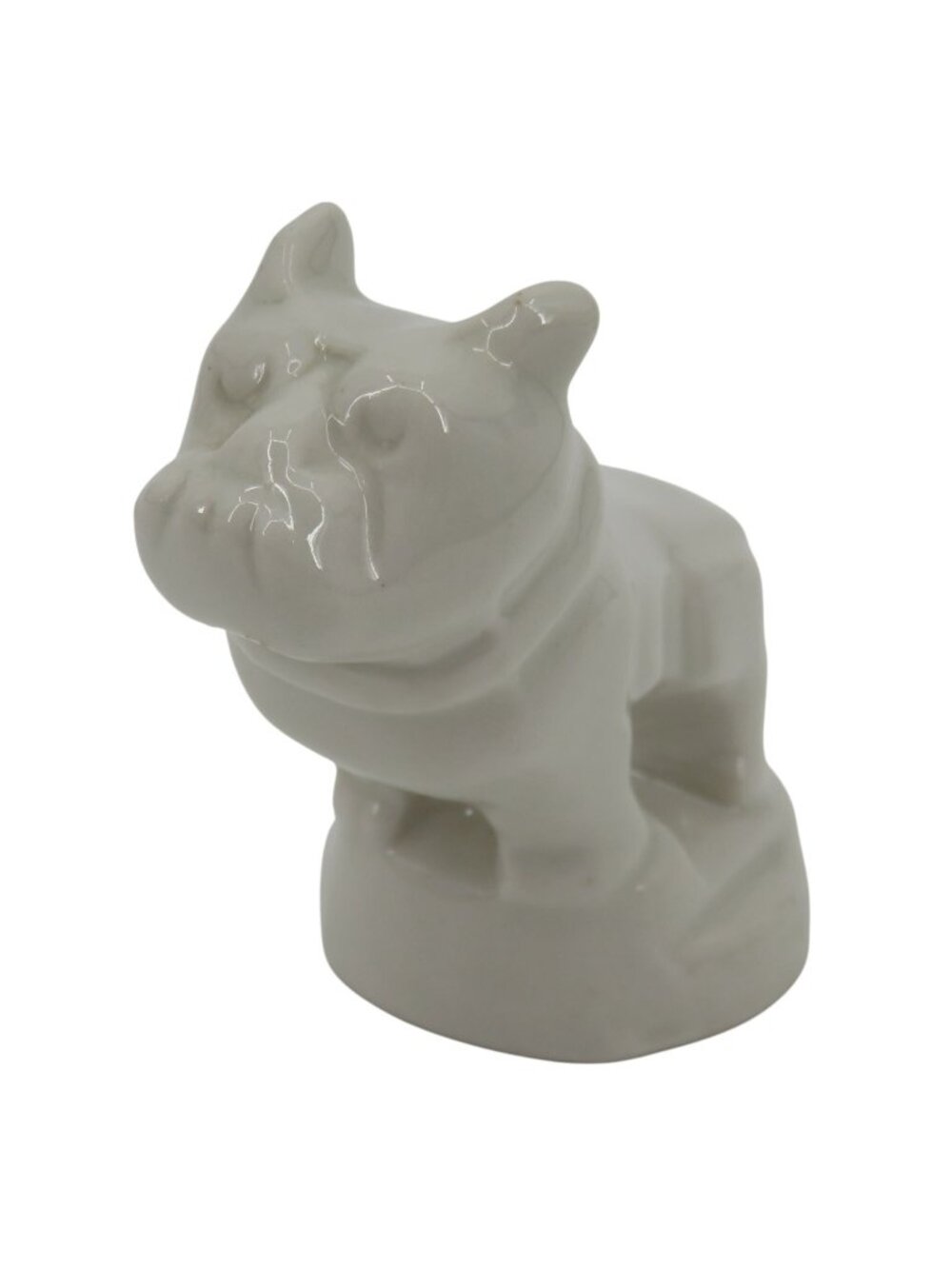 VTG White Ceramic Mack Truck Dog 2.65in Statue Figurine Bulldog Trucking Mascot